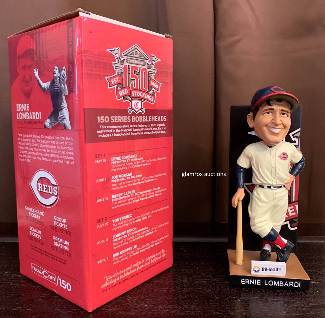 150th Anniversary Cincinnati Reds Bobblehead SGA Set - Morgan, Larkin,  Lombardi