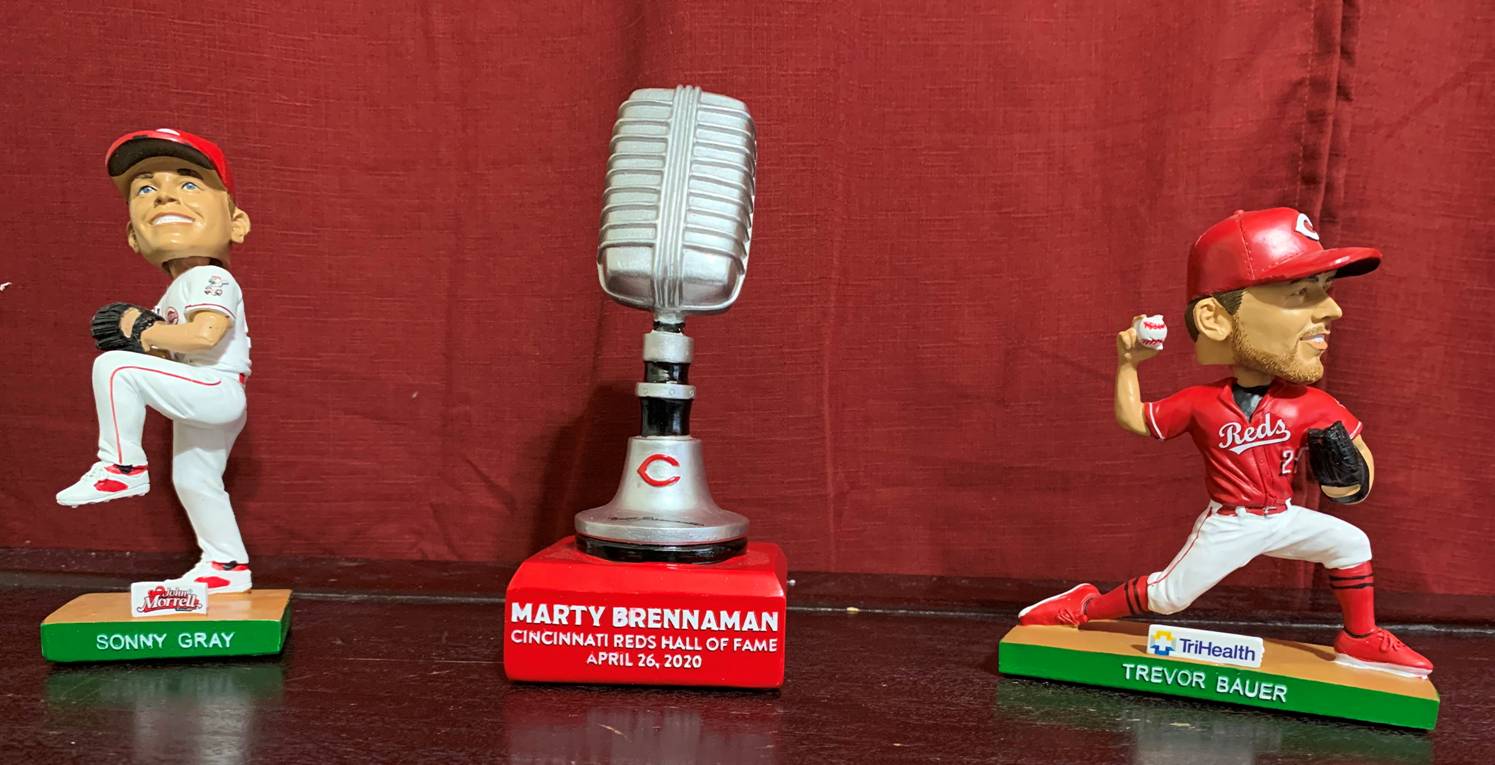 Reds bobbleheads at Kroger: Trevor Bauer, Sonny Gray; Joey Votto jersey